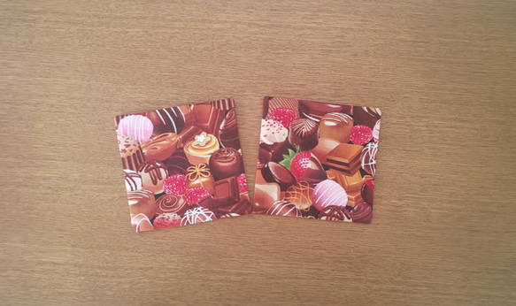 リバーシブルコースター 2枚セットお家カフェ  バレンタイン チョコレート柄 ハート可愛い 2枚目の画像