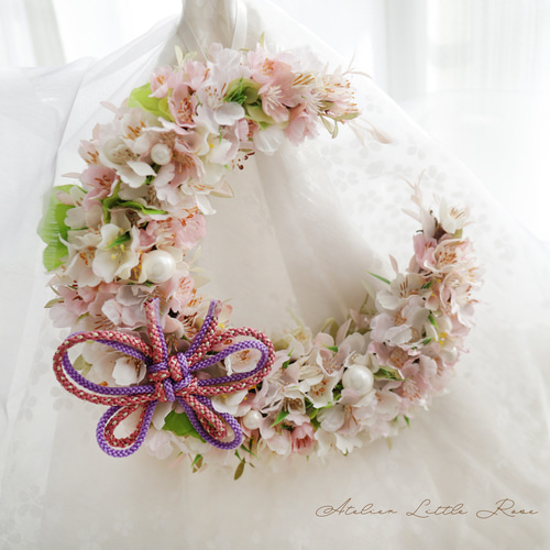 桜の三日月リース*桜の蝶の舞ムーンリース* リース アトリエ 桜の三日月リース*桜の蝶の舞ムーンリース* リース アトリエ