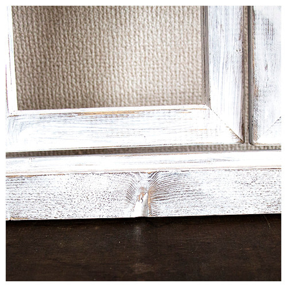 エイジングアンティーク調木製フェイクウィンドウ　窓枠タイプ 6枚目の画像