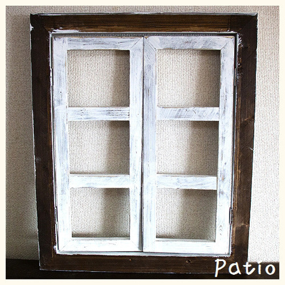エイジングアンティーク調木製フェイクウィンドウ　窓枠タイプ 8枚目の画像