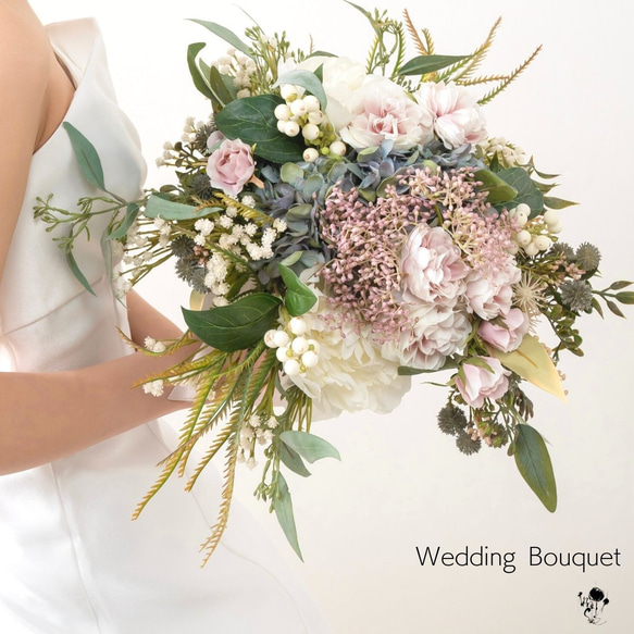 受注後制作商品 】ダスティピンクが可愛いブーケ 造花 ウェディング