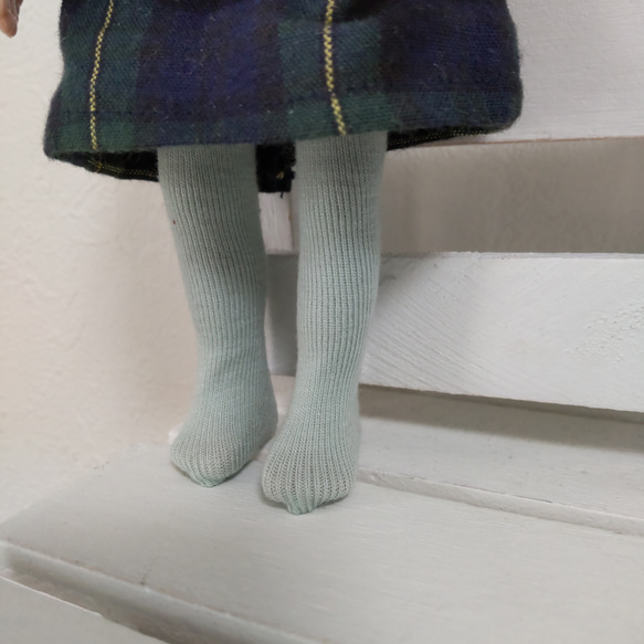 マドレーヌちゃん靴下3足セット(いちご色ボーダー・くすみピンク・水色)☆ドール用 12枚目の画像