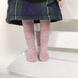マドレーヌちゃん靴下3足セット(いちご色ボーダー・くすみピンク・水色)☆ドール用 11枚目の画像
