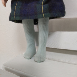 マドレーヌちゃん靴下3足セット(いちご色ボーダー・くすみピンク・水色)☆ドール用 5枚目の画像