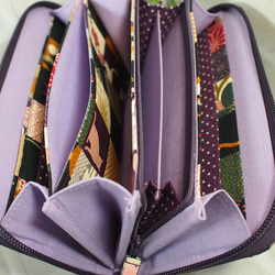 春財布　猫と市松柄の長財布　（紫） 8枚目の画像