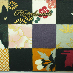 春財布　猫と市松柄の長財布　（紫） 3枚目の画像