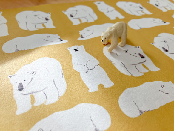 シロクマ親子のラッピングペーパー　A3 3枚目の画像