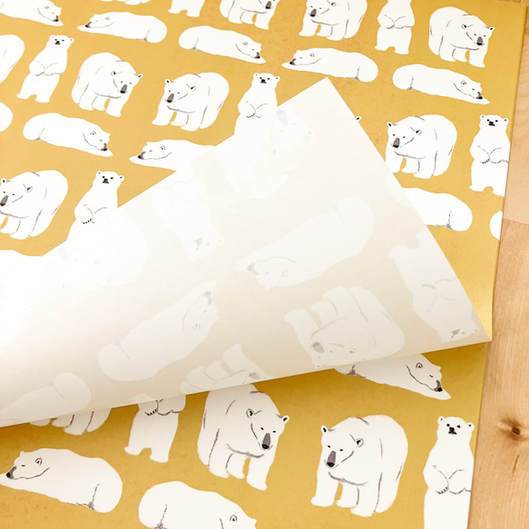 シロクマ親子のラッピングペーパー　A3 4枚目の画像