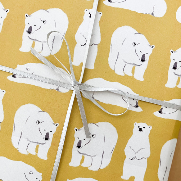 シロクマ親子のラッピングペーパー　A3 2枚目の画像