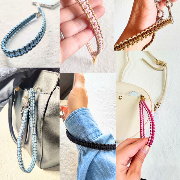 フラットハンドストラップ/29色から選べる/パラコード /スマホストラップ/シンプル/軽量/上品/受注製作 2枚目の画像