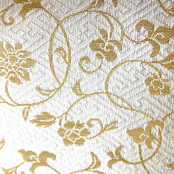 *キット製作可能＊和婚/オフホワイト金襴生地に金色更紗花柄、白/金組紐叶結びの上品なリングピロー 6枚目の画像