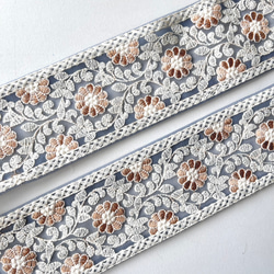 【50cm】インド刺繍リボン グレー　チュール　GN533 5枚目の画像