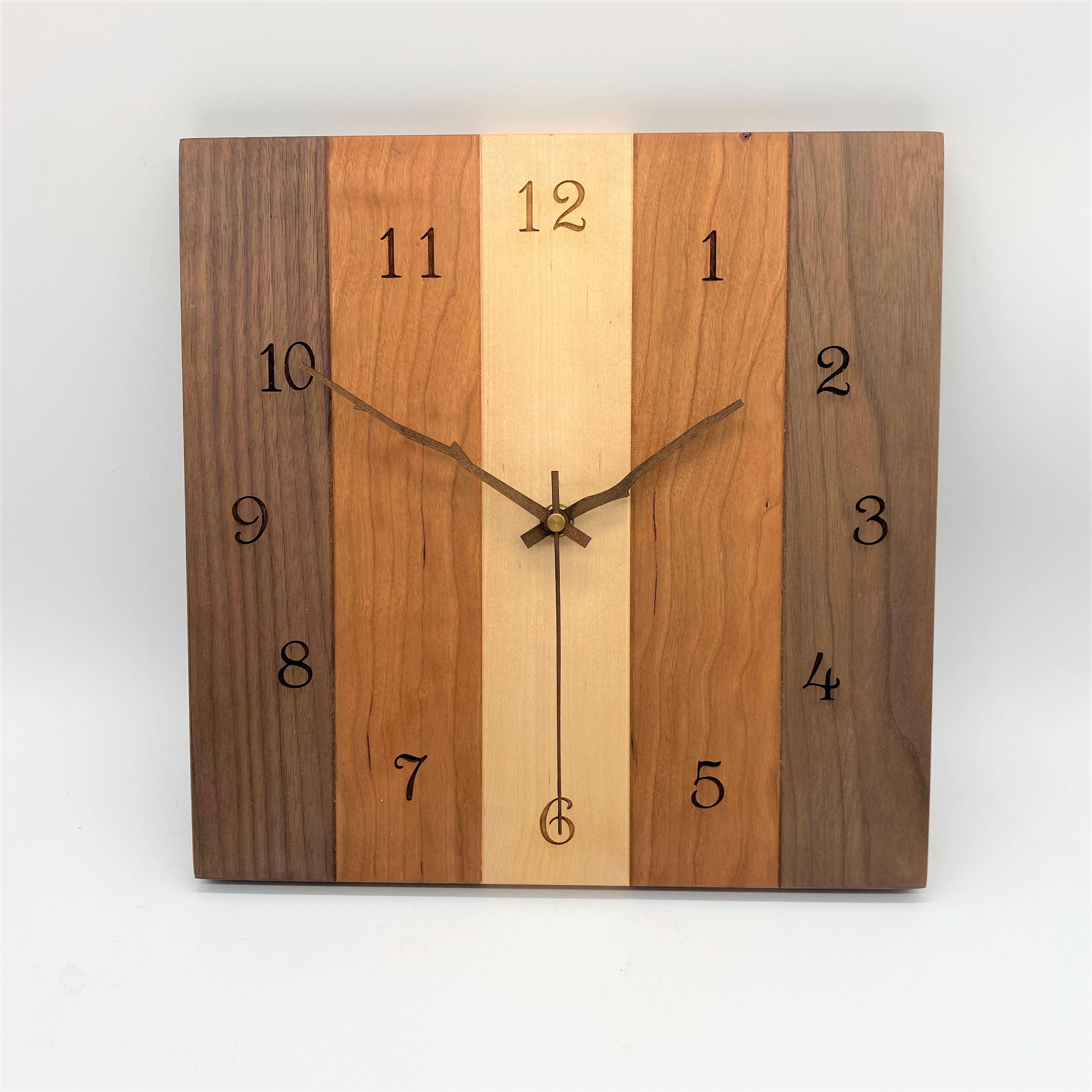 3色ウッド掛け時計★天然無垢材★インテリア★リビング★ギフト