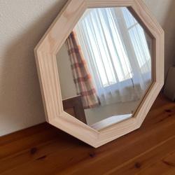 new【日本製】八角形カットデザインミラー 全身鏡 姿見 立て掛けミラー