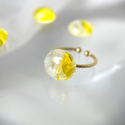 レースガラスの指輪 ミモザイエロー リング【春色新作2023】 8枚目の画像