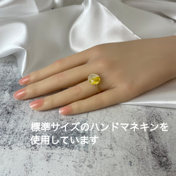 レースガラスの指輪 ミモザイエロー リング【春色新作2023】 4枚目の画像