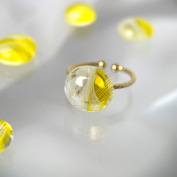 レースガラスの指輪 ミモザイエロー リング【春色新作2023】 3枚目の画像