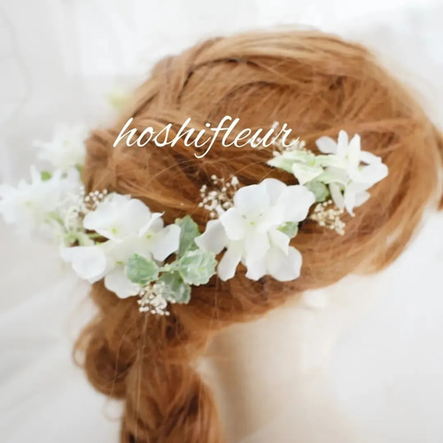 NO.32ふわふわ白のブーケ&ブートニア&ヘッドドレスのセット ブーケ&ブートニア♡ラウンドブーケ白ウエディングブーケ白