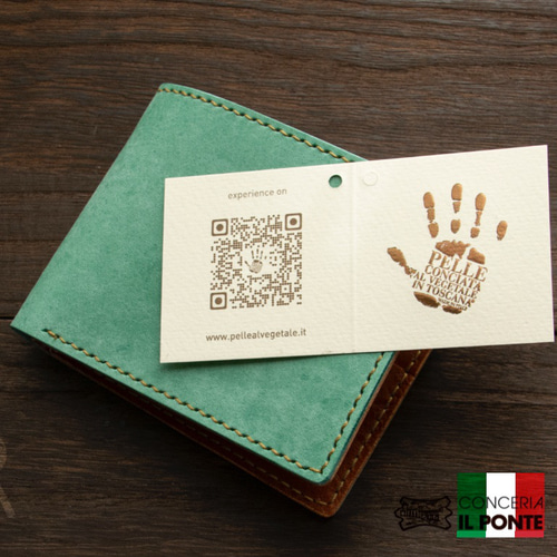 【一点物】薄い二つ折り財布　ハンドメイド イタリアンレザー 手縫い 手染め 一点物】薄い二つ折り財布 ハンドメイド イタリアンレザー