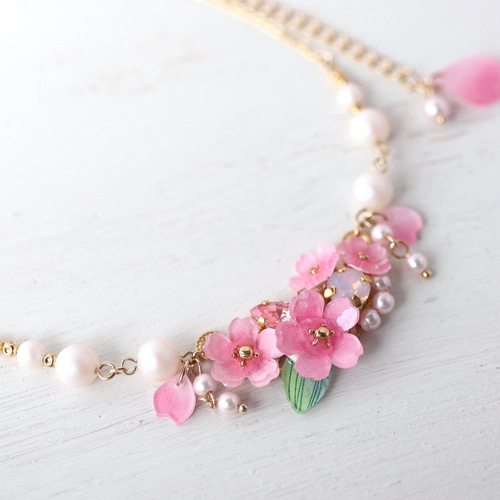 最新エルメス 桜しゃらりん*ネックレス ネックレス 花、ギフト、ピンク、春 ネックレス・ペンダント