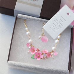 桜しゃらりん*ネックレス　　花、ギフト、ピンク、春 11枚目の画像