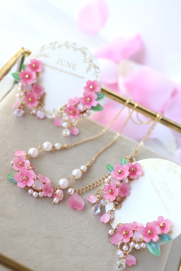 桜しゃらりん*ネックレス　　花、ギフト、ピンク、春 15枚目の画像