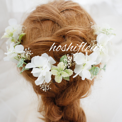 白ヘアパーツ結婚式♡髪飾り結婚式ヘッドドレス結婚式白ヘアパーツ