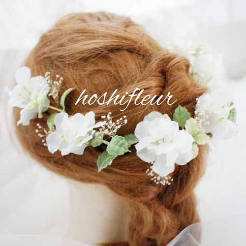 白ヘアパーツ結婚式♡髪飾り結婚式ヘッドドレス結婚式白ヘアパーツ