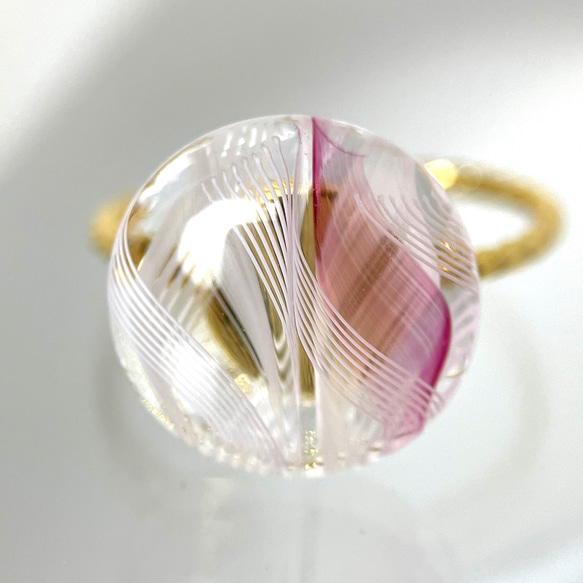 レースガラスの指輪 桜ピンク リング【春色新作2023】 2枚目の画像
