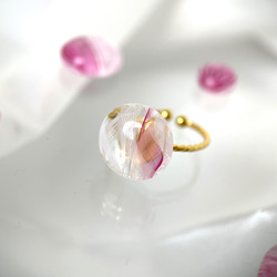 レースガラスの指輪 桜ピンク リング【春色新作2023】 3枚目の画像