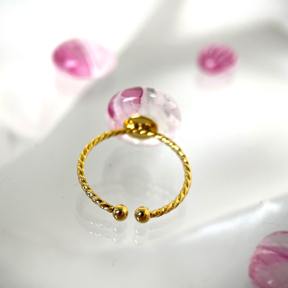 レースガラスの指輪 桜ピンク リング【春色新作2023】 7枚目の画像