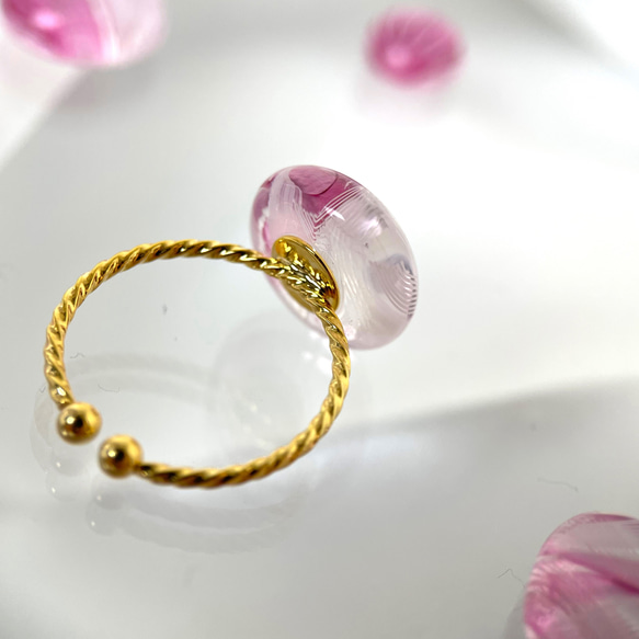 レースガラスの指輪 桜ピンク リング【春色新作2023】 6枚目の画像