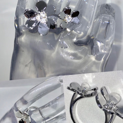 調整可能シルバー5A高級CZダイヤモンド リング三つ葉☆ 4枚目の画像