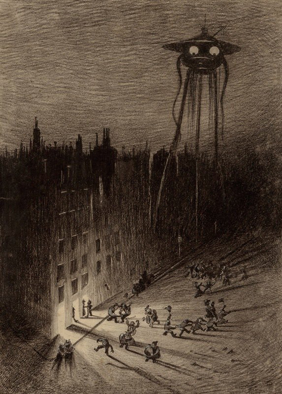 -火星人觀看醉酒人群 - (1906) 徽章藝術圖形 第2張的照片