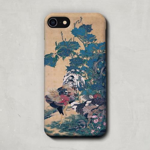 スマホケース / 伊藤 若冲「紫陽花双鶏図」 iPhone 全機種対応 日本画