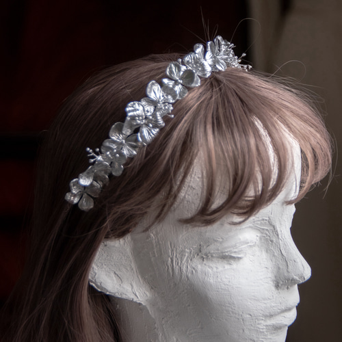 No.1sシルバーカチューシャ 紫陽花×かすみ草 フラワー 卒業式