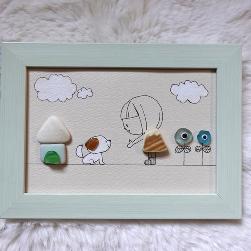 シーグラスアート「Beach Flowers6」 イラスト kanny-mac 通販