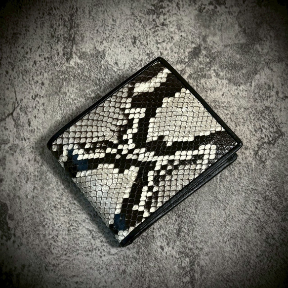 パイソン レザー メンズ財布 折財布 二つ折り 財布 ヘビ革 蛇革