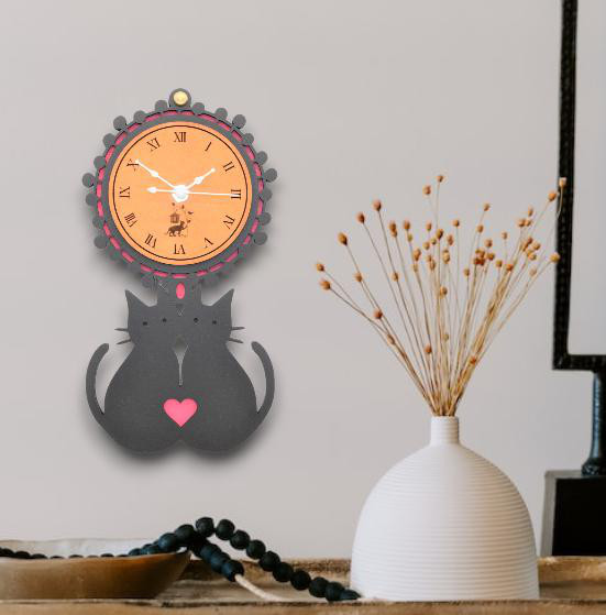 ラブラブ猫カップル時計★ペット★ネコ★インテリア掛け時計★ペットサロン★開店祝い★ハンドメイド★ペットショップ★リビング