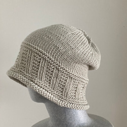 《手編み　メリノウールのくったりニット帽子　ケア帽子》 4枚目の画像