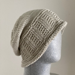 《手編み　メリノウールのくったりニット帽子　ケア帽子》 6枚目の画像