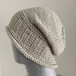 《手編み　メリノウールのくったりニット帽子　ケア帽子》 7枚目の画像