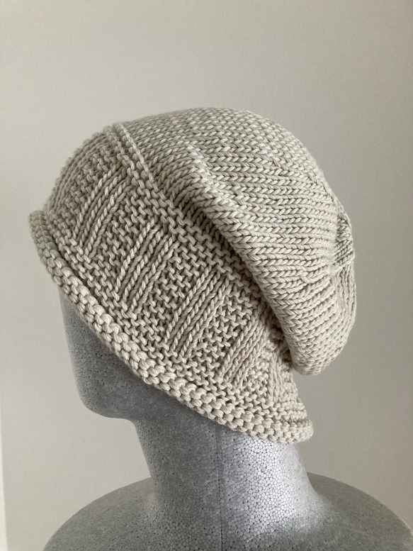 《手編み　メリノウールのくったりニット帽子　ケア帽子》 7枚目の画像