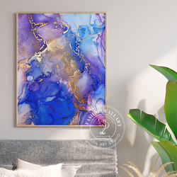 モダンアート 薔薇 ゴールドライン 黒背景 アートポスター