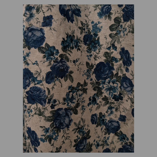 ♡生成りブルーローズ柄のワンピース♡cottonリネン ワンピース