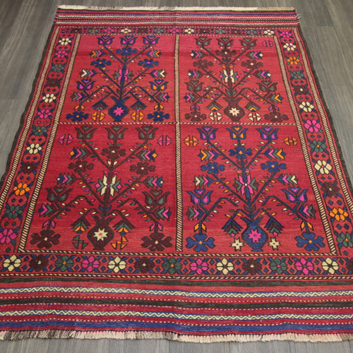 トライバルラグ　スマック織りキリム　手織り　アフガニスタンラグ 手織り アフガンキリム スマック織り アフガニスタン 天然素材