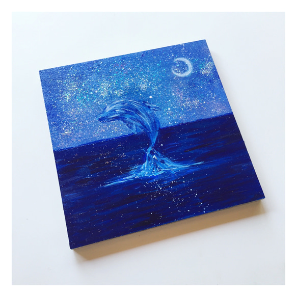 【月夜の海】絵画 原画 アクリル画 2枚目の画像
