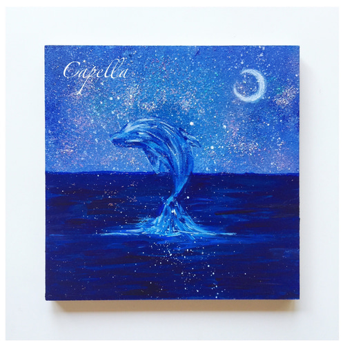 月光が照らす海】アクリル画 F6 風景画 絵画 原画
