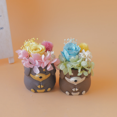 お花畑風ミニチュアダックスのナチュラルアレンジ バージョン2