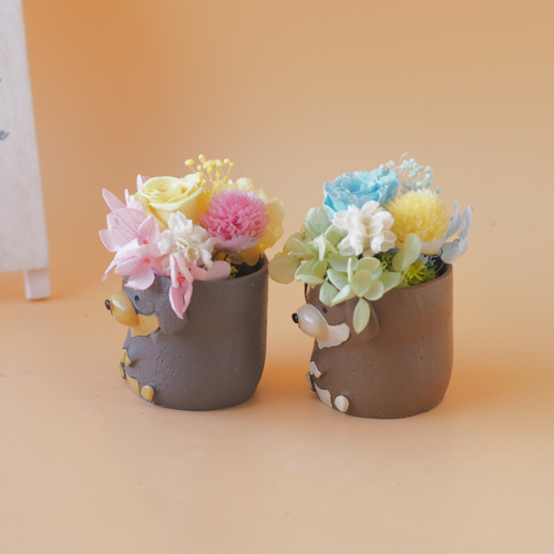お花畑風ミニチュアダックスのナチュラルアレンジ バージョン2